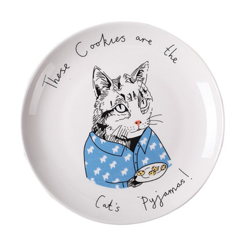 Cartoon animals Ceramic Dinner Plates White Porcelain Tray Dishes For Restaurant Serving Steak Dessert Food Plate For Party