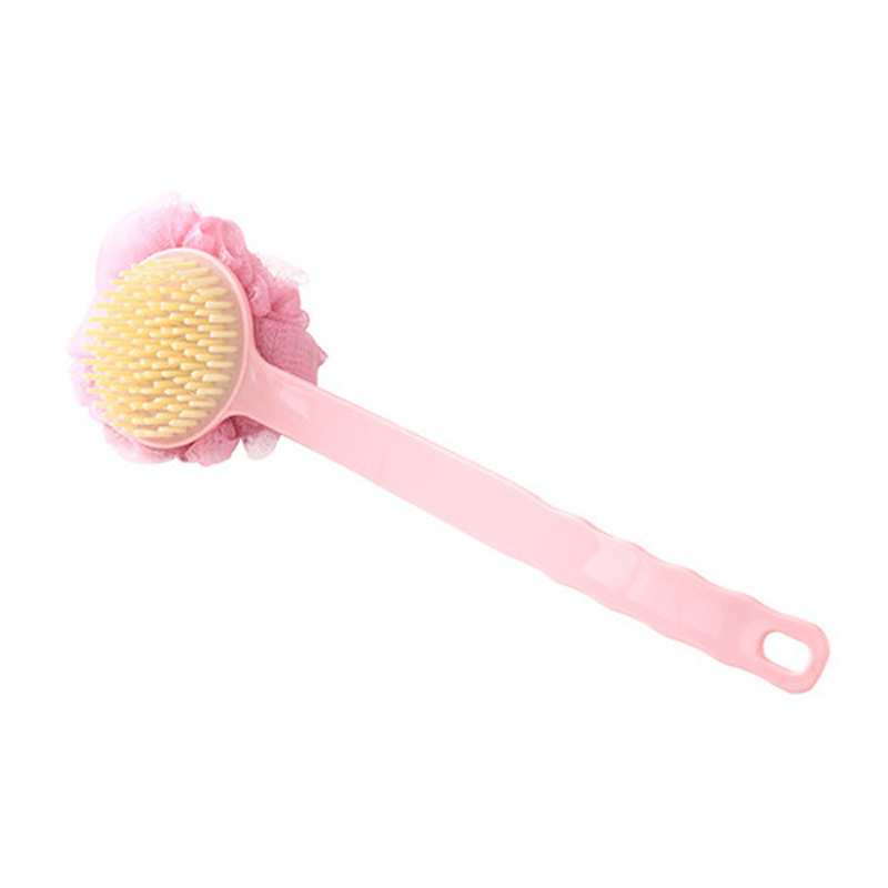 Cepillo de esponja para ducha de baño, accesorio colgante de mango largo, malla suave para la espalda, recién llegado: Pink