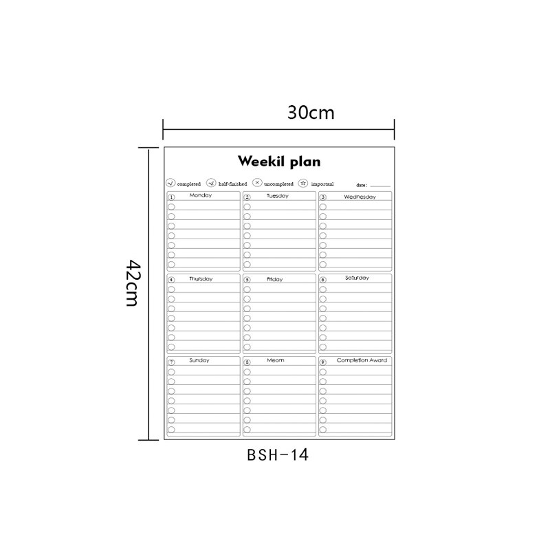 Magnetic Dry Erase Monthly Calendar Set-Magnetic White Board Weekly Planner &amp; Grocery Organizer for Kitchen Refrigerator: BSH14