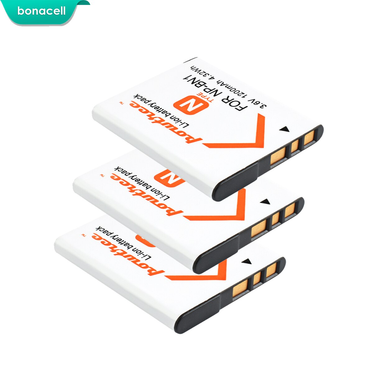Powtree 1200mAh NP-BN1 Camera Battery For Sony TX9 WX100 TX5 WX5C W620 W630 W670 TX100 Camera: 3 Pack Battery