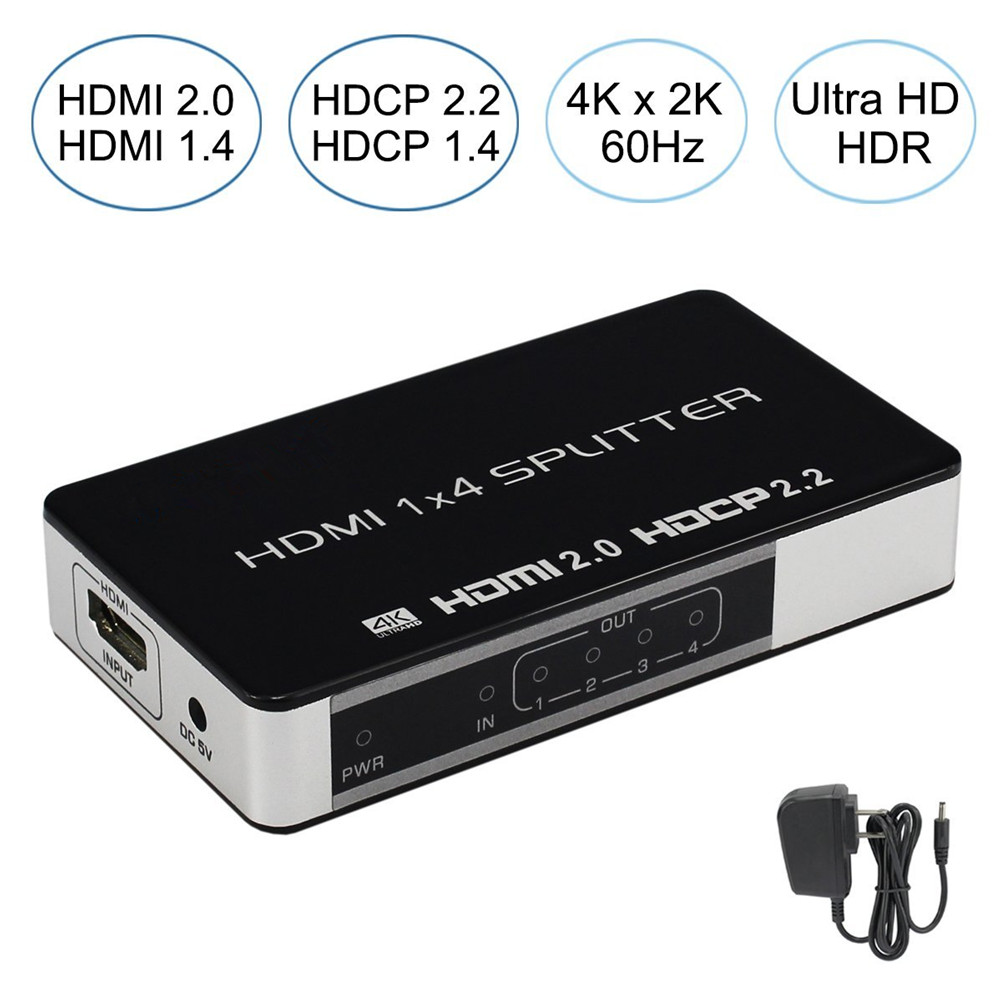 4 k 60 hz 1x2 1x4 1X8 HDMI 2.0 Splitter 1 Ingang 2 /4/8 uitgang HDCP 2.2 HDMI Splitter Versterker Switch Box Voor Apple TV PS4 HDTV