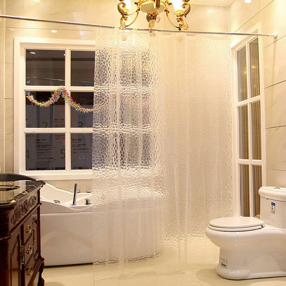 Wasserdicht 3D Badezimmer Dusche Vorhang Transparent Bad Vorhang mit Haken Verdickt Bade Sheer Breite Bad Vorhang