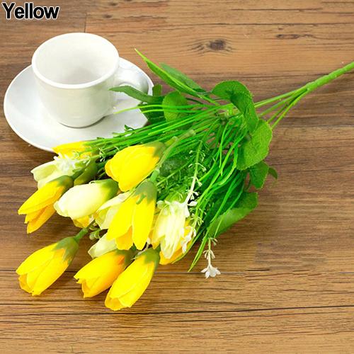 1 Boeket 15 Heads Nep Tulp Bud Kunstmatige Bloem Wedding Party Home Decor Diy Bloemen Boeketten Arrangement Nep Bloemen: YELLOW