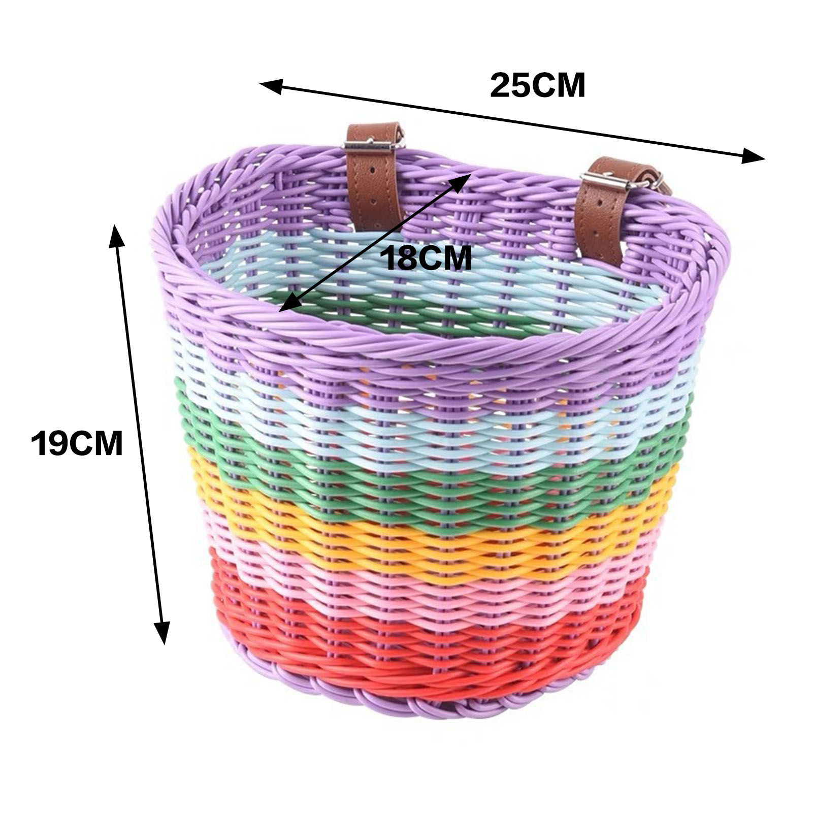Rainbow color Bicycle Basket for Kid Front Handlebar Rattan Picnic Basket Plastic Bike bag Water Bottle Dolls case