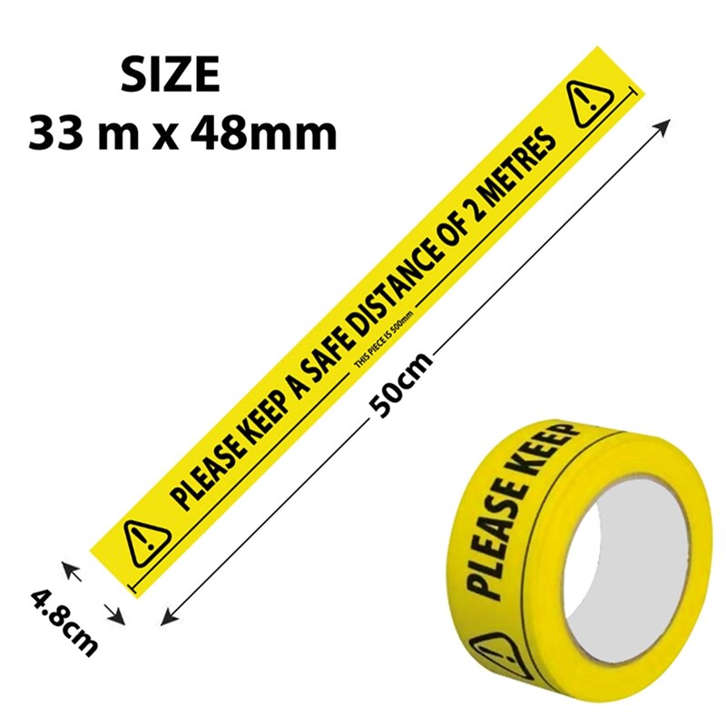 1 Pack Safety Tape 2M Metre Apart Social Safe Distancing Floor Tape