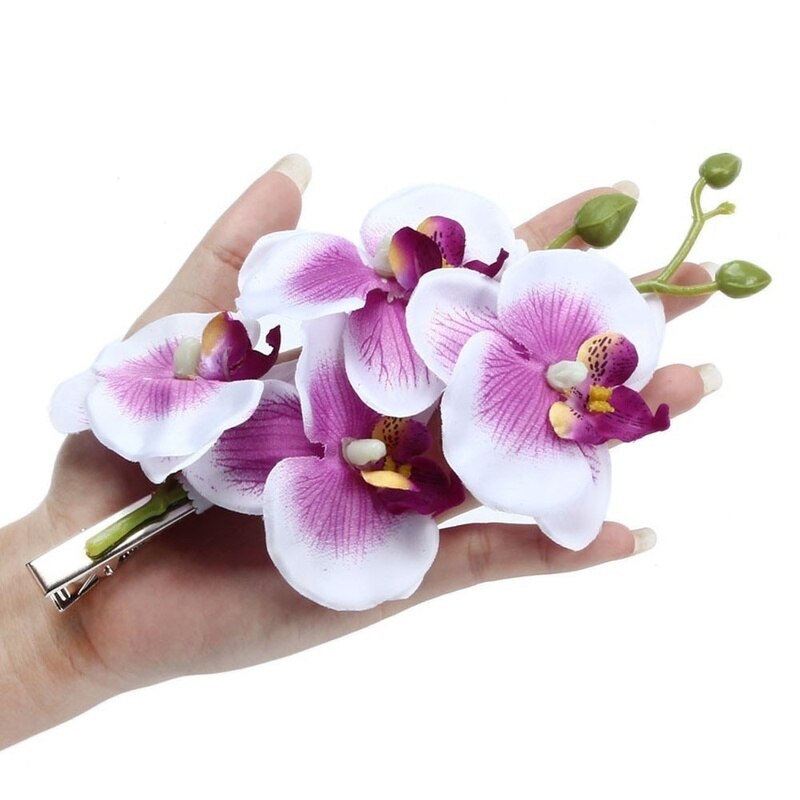 1 stk brud brudepige hår blomst hårnål sommerfugl orkidé hår hår ornament blomst hår tilbehør makeup farve tilfældig