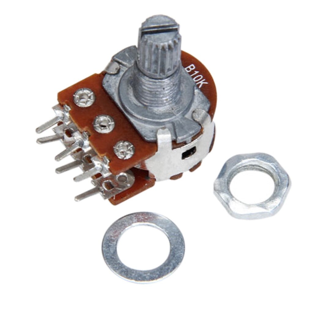 B10K potenziometro Stereo doppio a 6pin con resistenza dell'albero diviso 15mm 10K