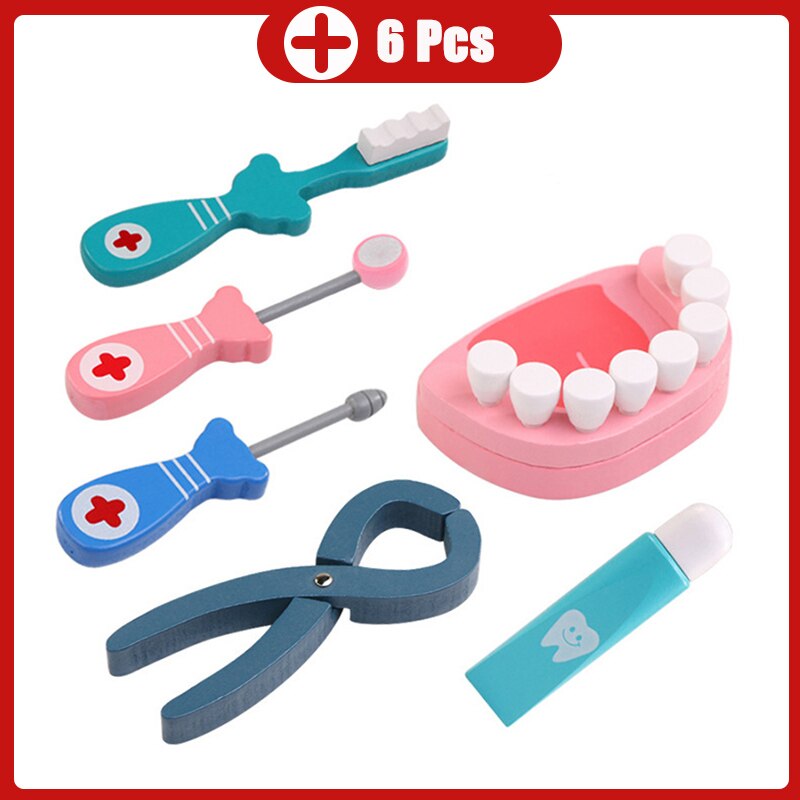 Kinderen Houten Doctor Case Rollenspel Pretend Speelgoed Set Stethoscoop Otoscoop En Tandheelkundige Spiegel Doctor Rollenspel: 10