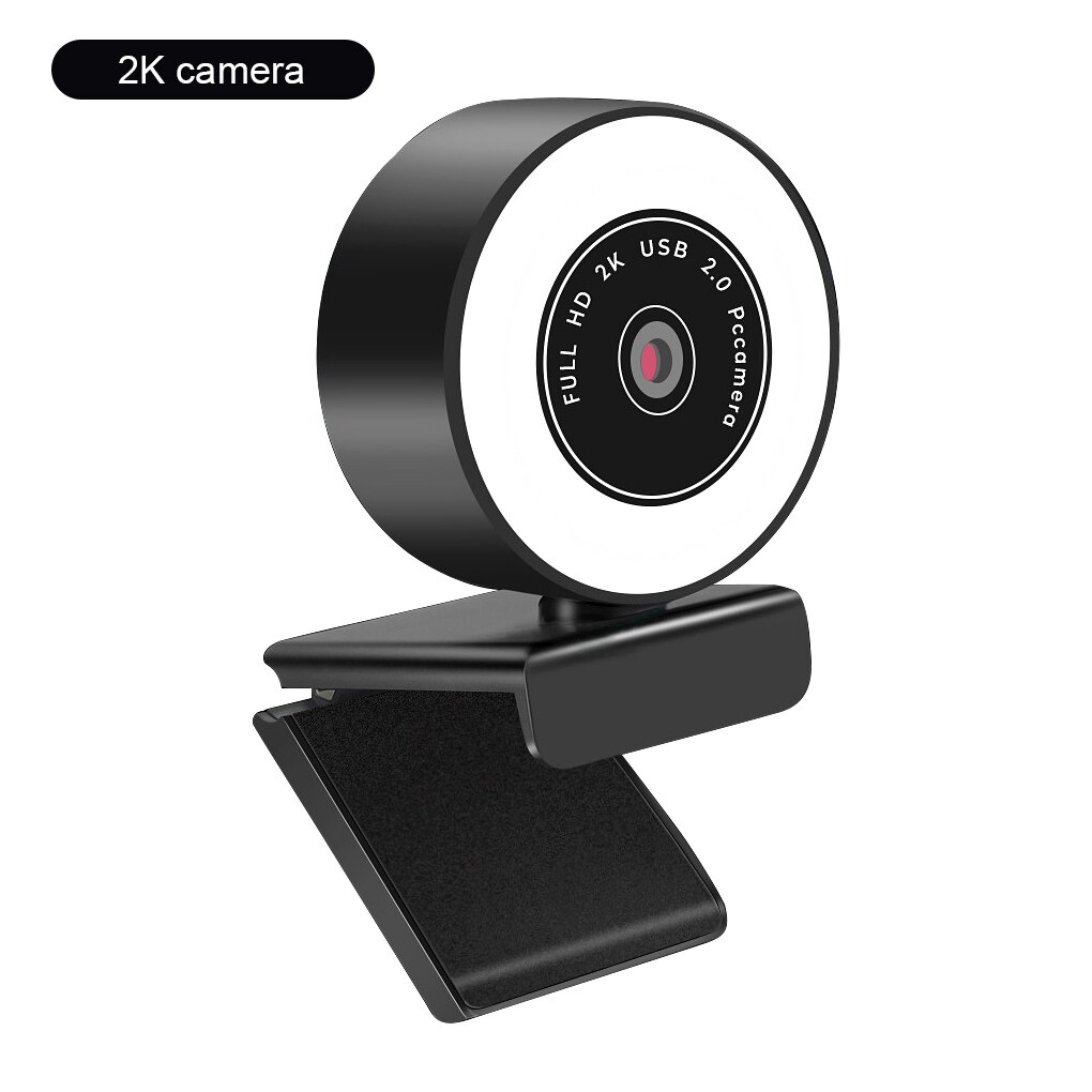 1080P Web Camera USB LED Computer Camera Adjustable White 5500K Video Webcam with Microphone for PC Twitch Skype OBS Steam: 2K without tripod