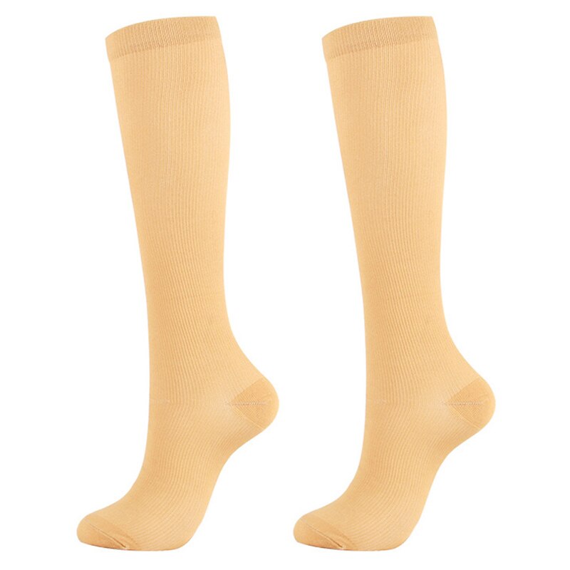 Varicose Vein Leg Relief Pain Knee Socks Pressure Compression Stockings Unisex Solid Color Thigh High Socks Nylon Long Socks: nude / S M