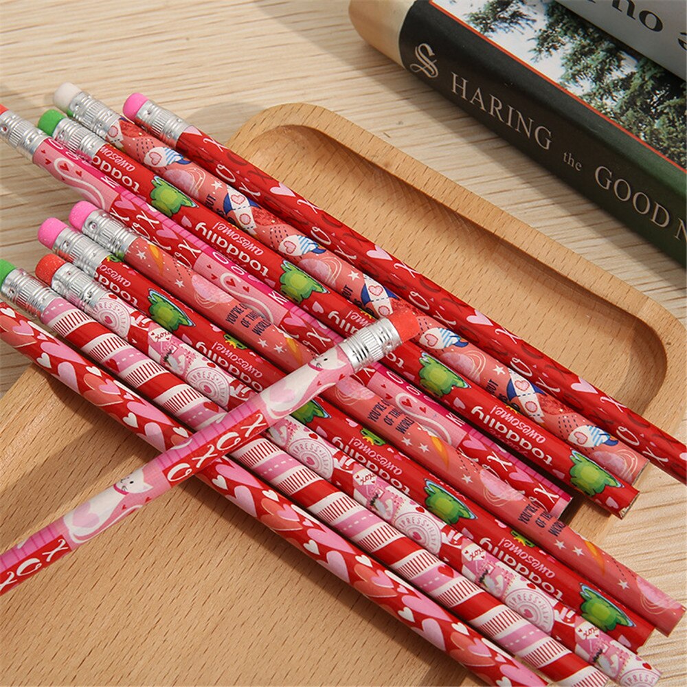 10pcs/lot Cute Cartoon Pencils with Erasers Kawaii Stationery HB Lead Wood Standard Pencils for Kids School Office Supplies