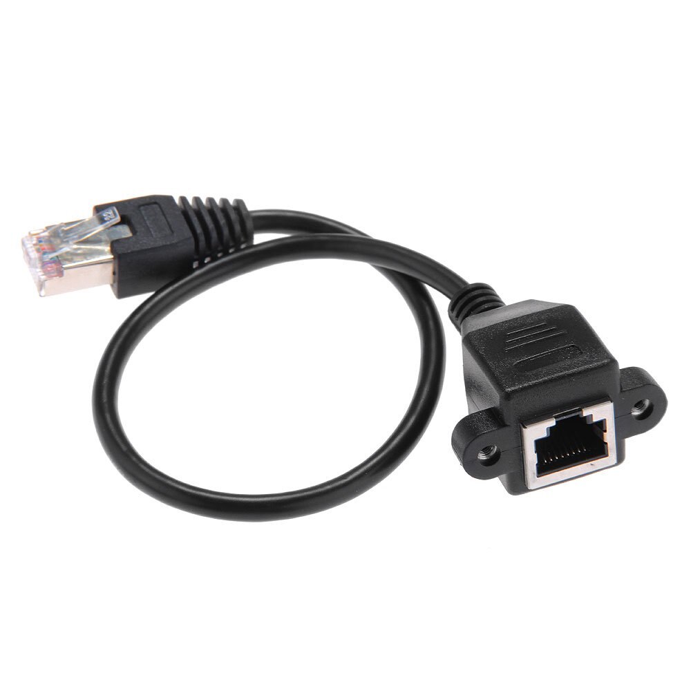 ! 1FT RJ45 Male to Female Screw Panel Mount Ethernet LAN Network Extension Cable