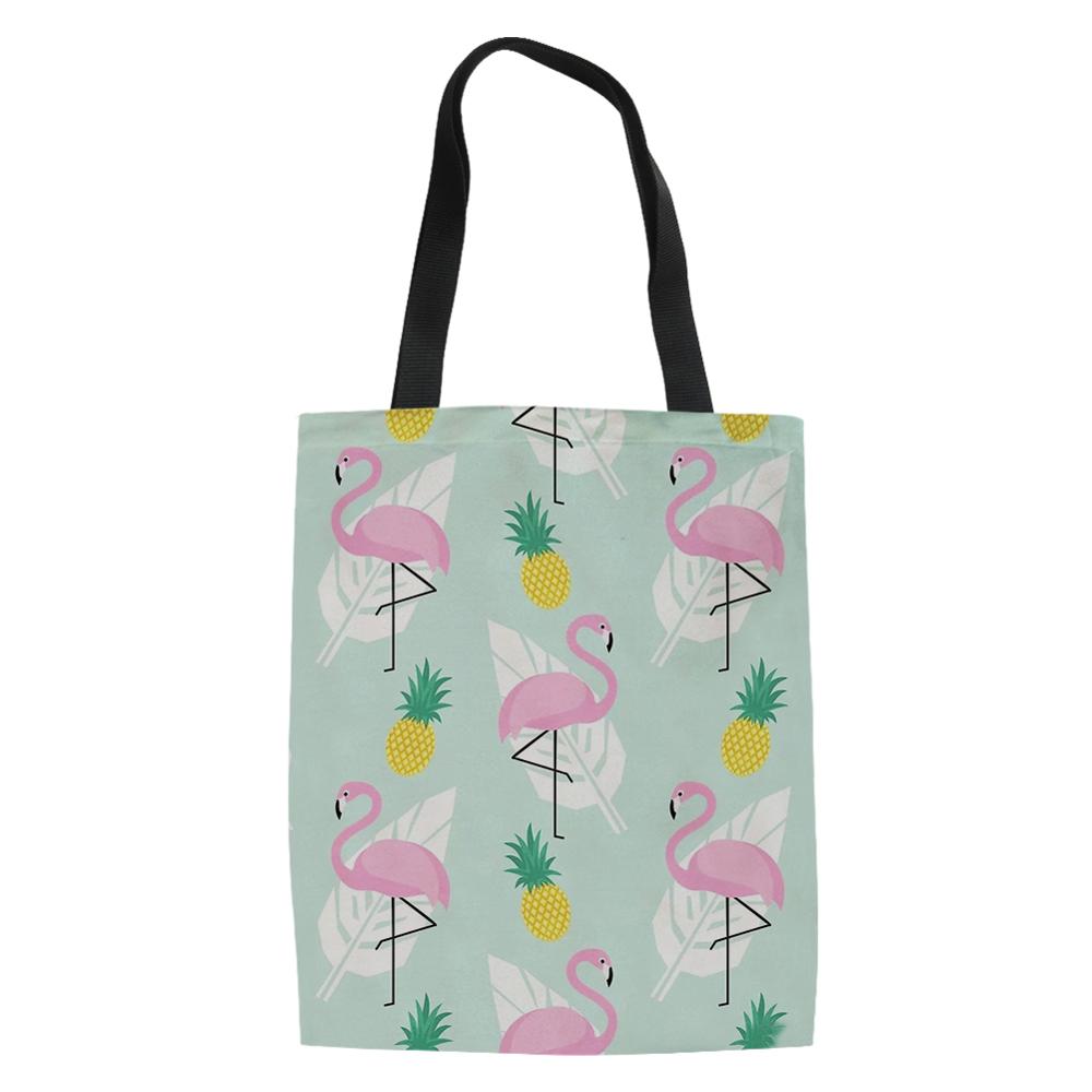Haoyun dames linnen tassen cartoon flamingo prints patroon boodschappentas meisjes handtas katoenen dame coole canvas boodschappentassen