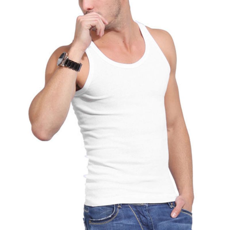 Summer Mens Sleeveless Blouse Stringer Tank Top Cusual Sports Vests Shirts: White / XXXL