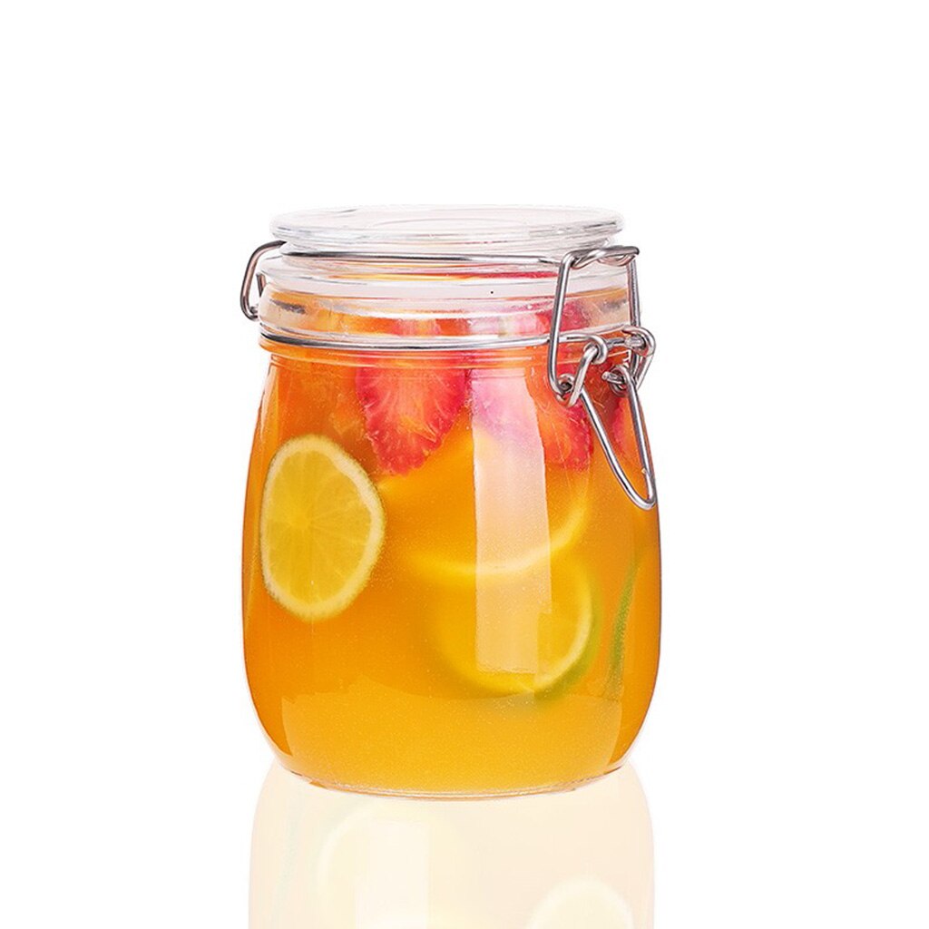 Thick Glass Kitchen Storage Jars Canister Jars with Clear Lid Container: Round 750ML