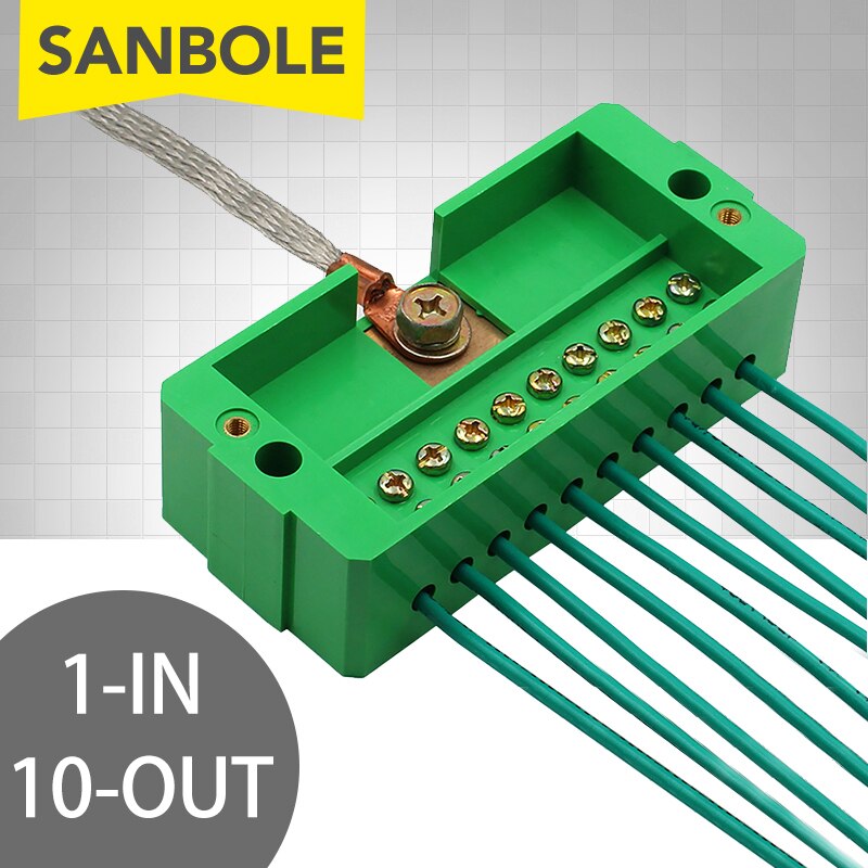 One-in-ten-out Wiring Terminal Block Distribution Box FJ6 Single-pole Household Wire Post Splitter 1-in 10-out Copper Connector