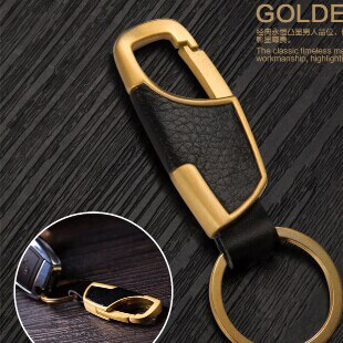 Car-Styling Metal Key Ring Cowhide KeyChain For Toyota Camry Corolla RAV4 Yaris Highlander Land Cruiser PRADO Vios Vitz Reiz: A type Golden