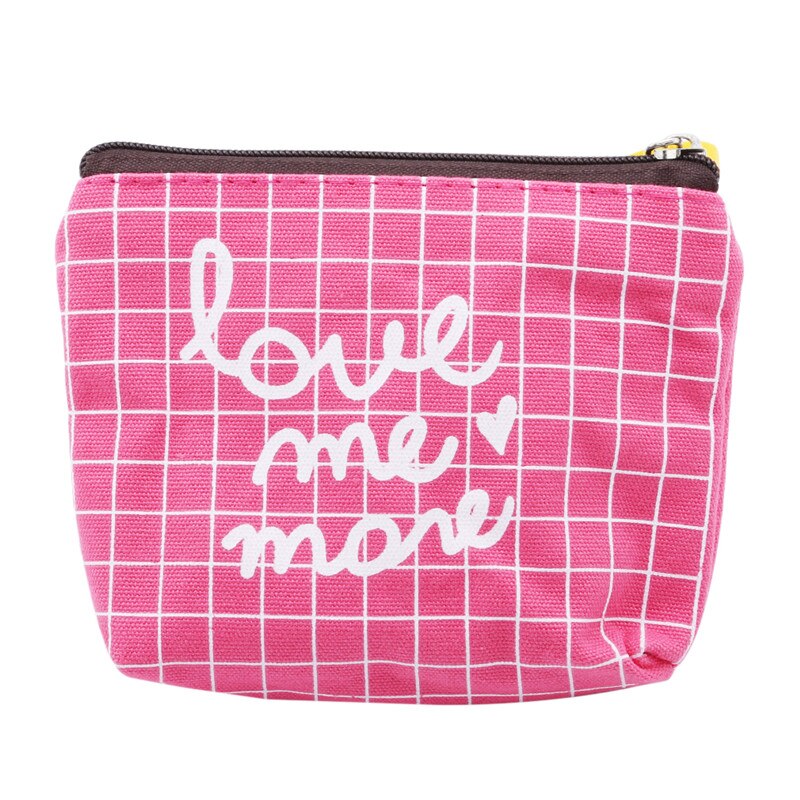 Schattige canvas dames handtassen blauw roze geel grijs 4 stijl college wind stof sleutel portemonnee glimlach dag: Roze