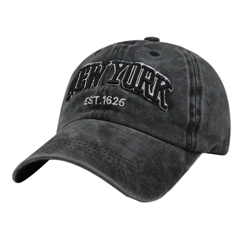 FOXMOTHER-Gorra vaquera negra de algodón con letras bordadas para hombre y mujer, sombrero deportivo con letras bordadas de YORK, utdoor, unisex: Black