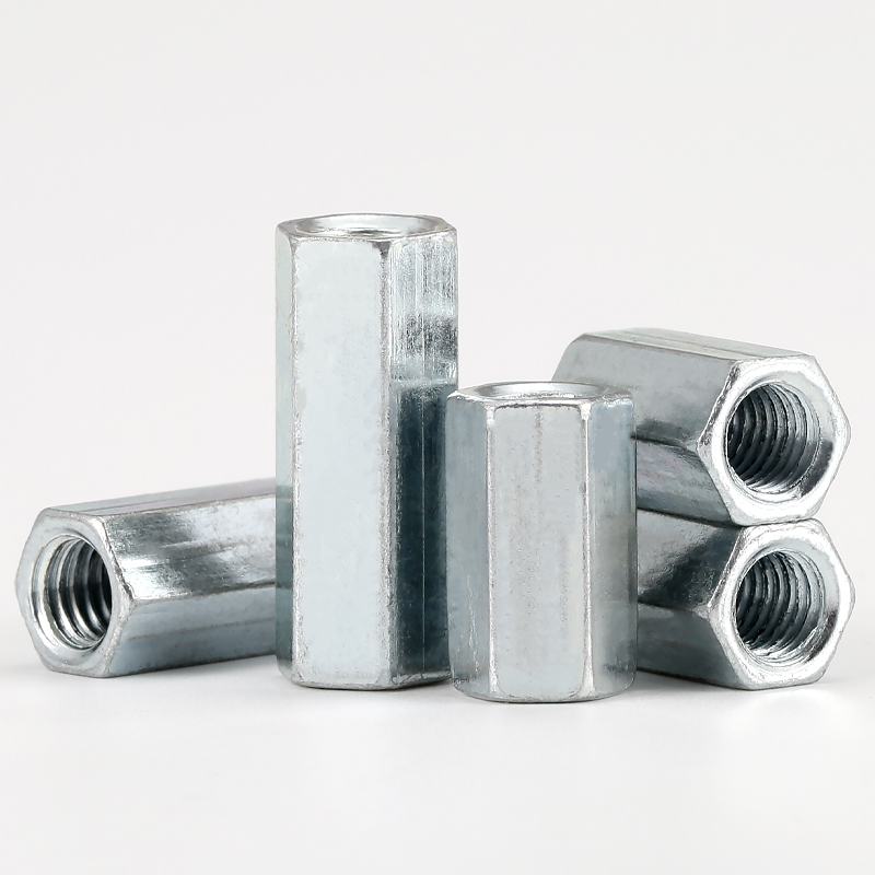 M6 M8 M10 M12 M14 Gegalvaniseerde zeskantstangkoppelingsmoeren Verbindingsdraadmoer Gegalvaniseerde lange zeskantmoer DIN 6334