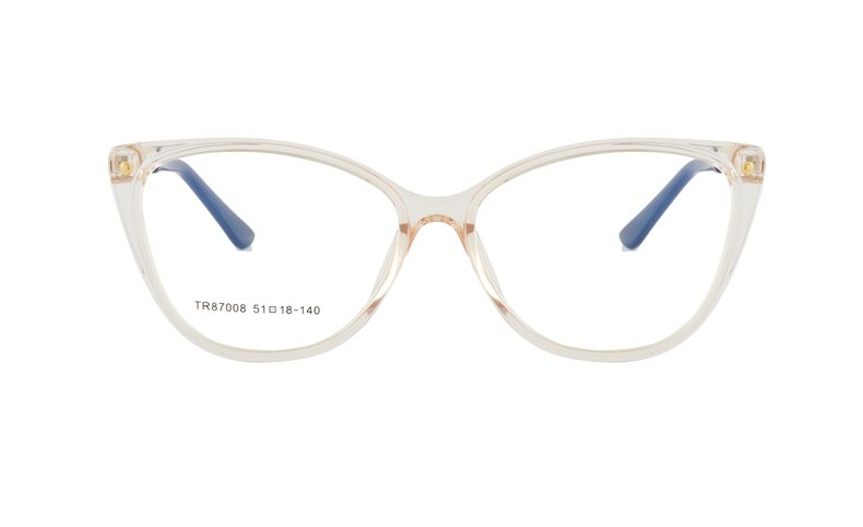Monturas de gafas transparentes con luz azul para mujer, lentes de estilo de ojo de gato rojo, gafas graduadas con montura para ordenador: Yellow