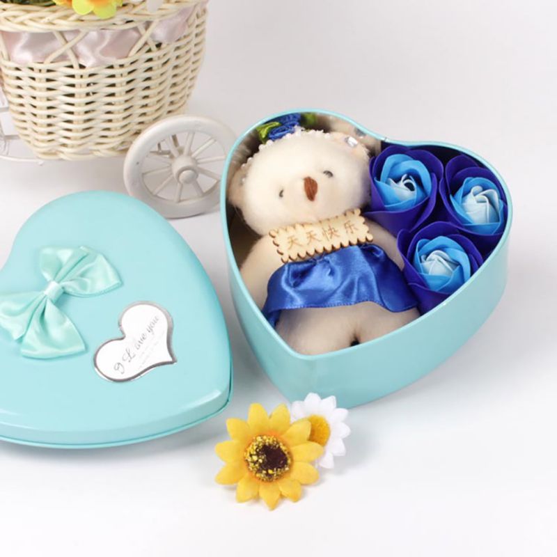 Valentijnsdag rode roos teddybeer roos kunstmatige decoratie kerst voor meisjes vrouwen valentijnsdag zeep