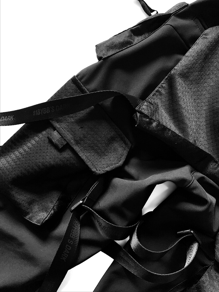 Techwear cargo bukser mænd sort japansk streetwear jogger