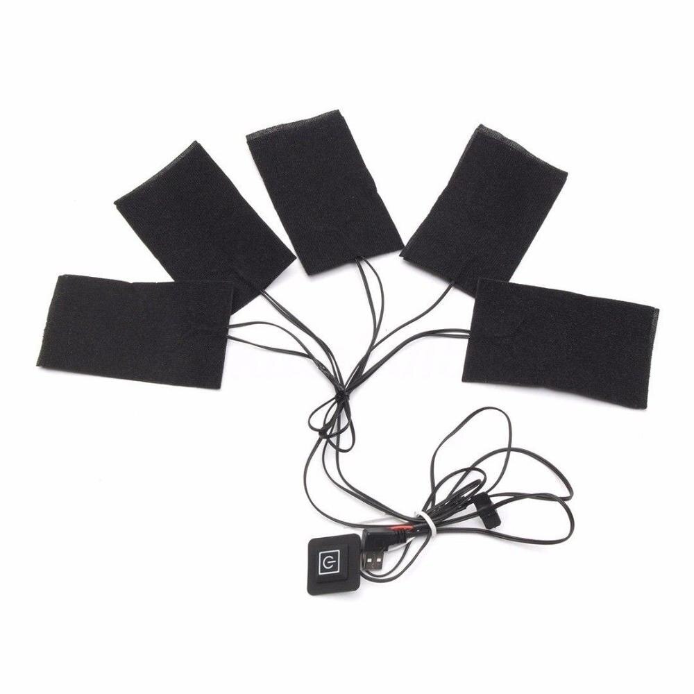 5pcs Pads Elektrische Kachel Pad Kleding Heater USB Body Warmer Jas Zwart Warmer Pads Verwarming: 5pcs 12X8cm