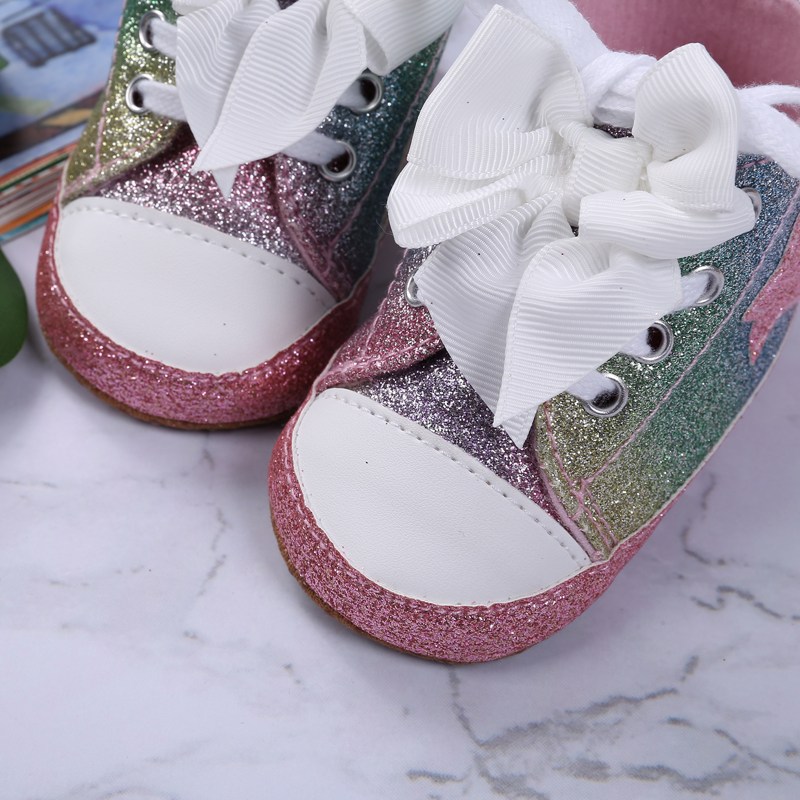Emmababy – chaussures pour bébé fille, léopard/étoile, cheville haute, nœud papillon, marche, semelle souple, d'anniversaire, première marche