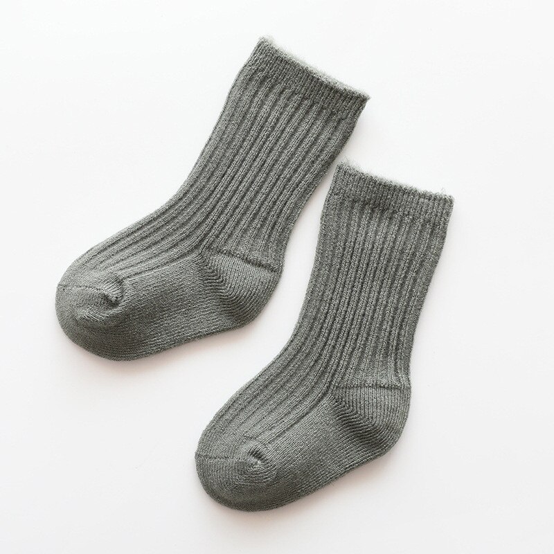 Dikker Baby Kids Sokken Herfst Winter Katoen Gestreepte Sokken Warm Peuter Jongen Meisjes Vloer Sokken Kinderen Kleding Accessoires: Gray / 1-3 years old