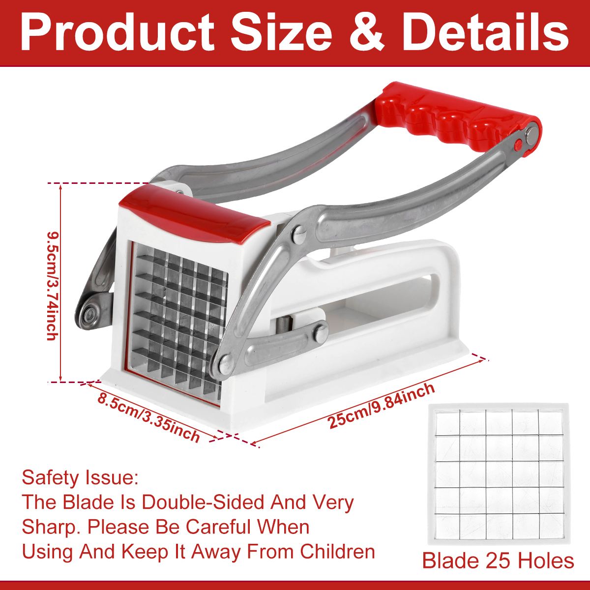Franse Fry Cutter Multifunctionele Groente Fruit Chipper Rvs Aardappel Chipper Met 25/49 Gaten Messen Keuken Gereedschap