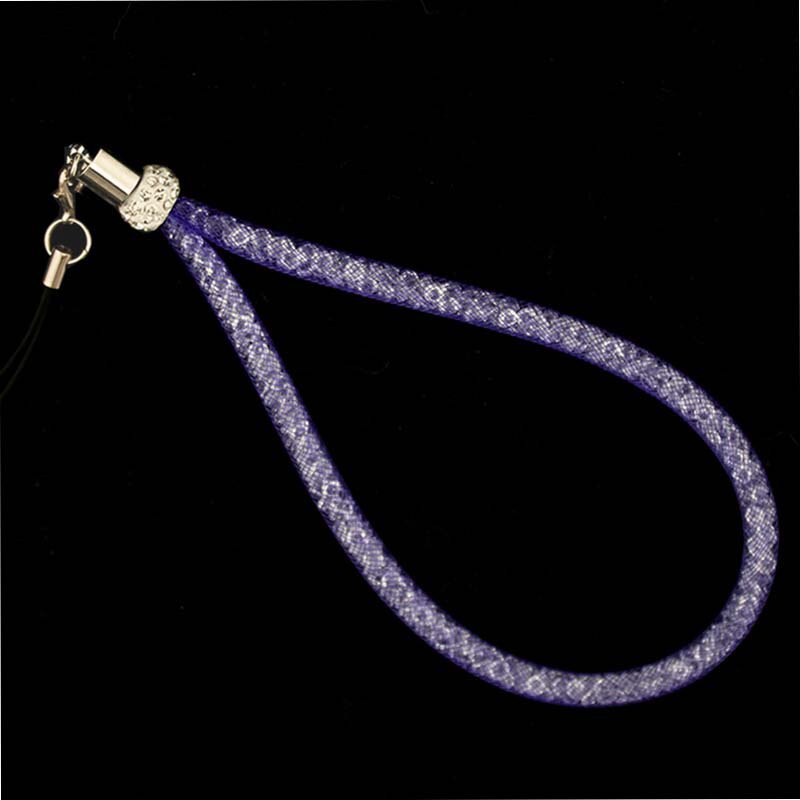 Rhinestone Visnet Lanyard Flash Boor Mobiele Telefoon Lanyard Crystal Diamond Visnet Opknoping Keten Lanyard: Purple