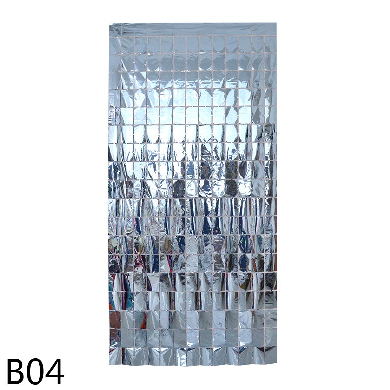 1Pcs Metalen Folie Metalen Draad Kwastje Bruiloft Verjaardag Wanddecoratie Achtergrond Deuren En Ramen Vierkante Regen Gordijn Muur Gordijn: B04