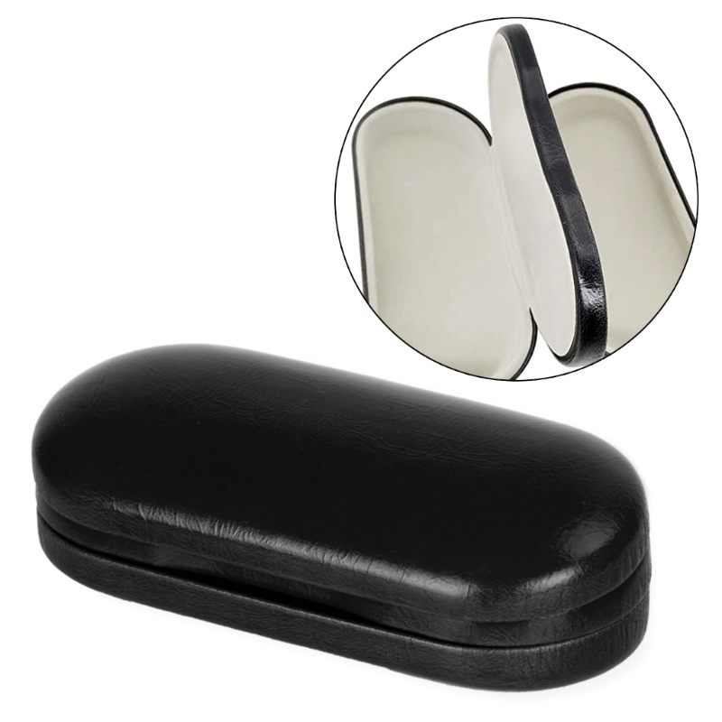 Dual- Glasses Case Double Eyeglasses Case For 2 Pair Eyeglasses Holder Portable Glasses Case Double Layer Glasses Case: Dark Grey