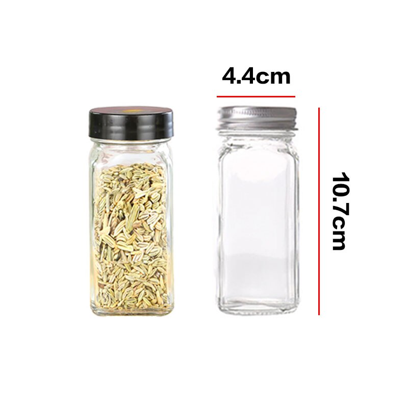 Kitchen Four Square Glass Jar Lid Seasoning Box Barbecue Seasoning Jar Seasoning Jar Pepper Bottle Chicken Essence Seasoning Jar