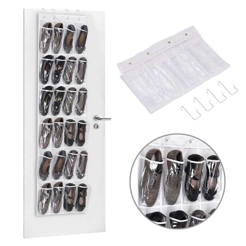 12/24 Pocket Over the Door Shoe Organizer Rack Hanging Storage Space Saver Hanger