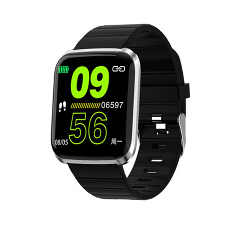 Smart Band Watch - Fitness Tracker Blood Pressure Heart Rate Monitor - Color LCD Touch Screen: Silver