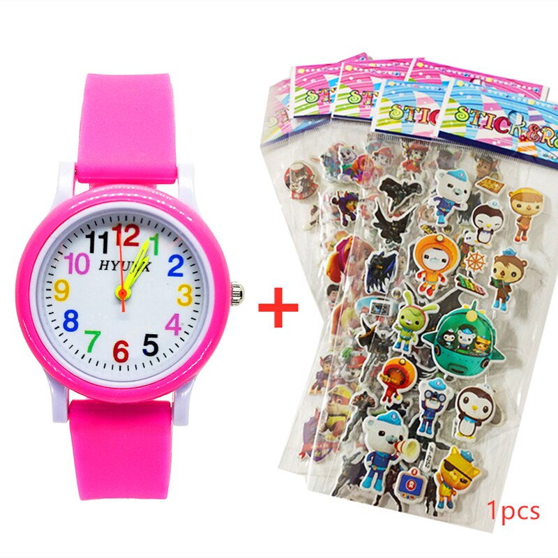 Quartz Kinderen Horloge Baby Leren Om Tijd Klok Kinderen Horloges Kids Kerstcadeau Kind Digitale Elektronica Horloge: Rose