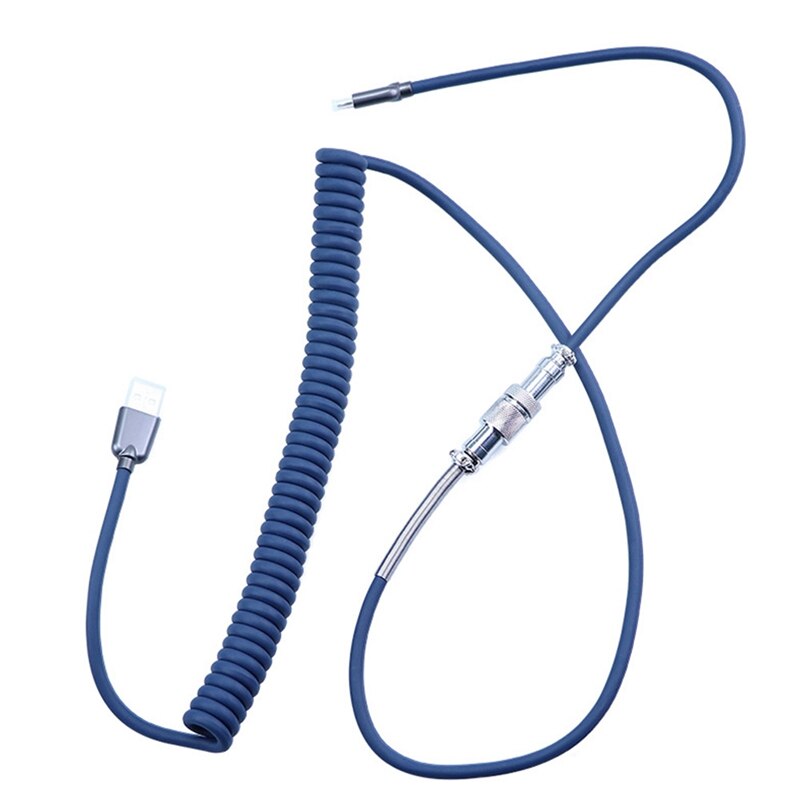 USB Coiled Cable - Type-C Connector - Mechanical Keyboard Cable for GH60 GK61 GK64: Default Title