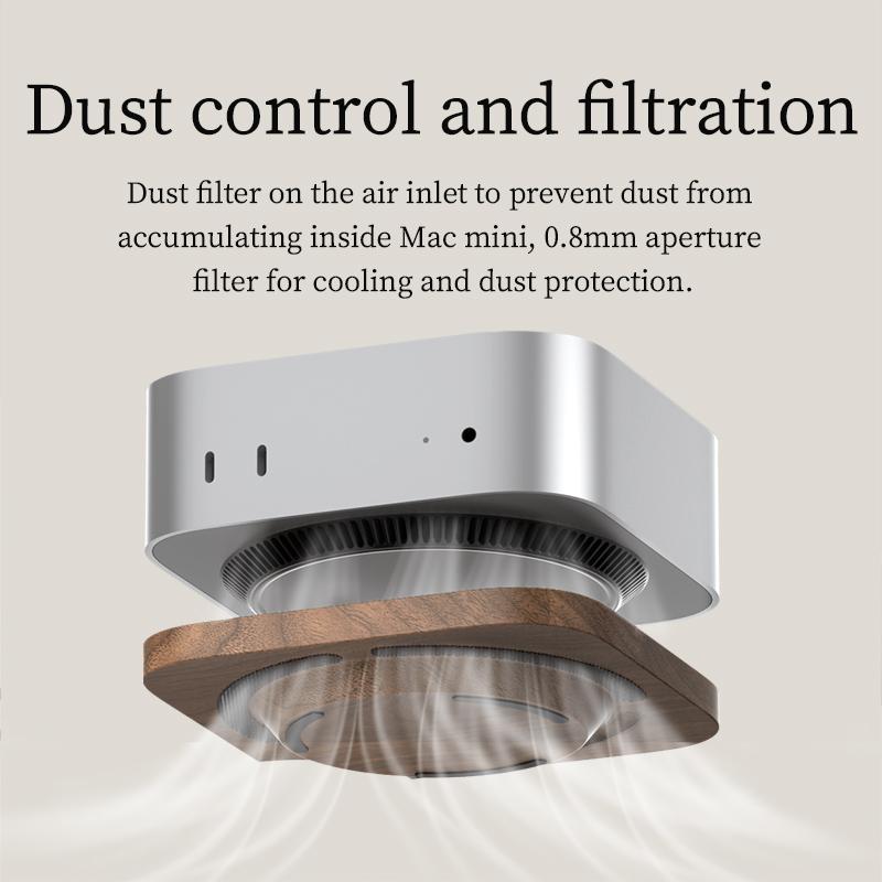 Hagibis Desktop Stand voor Mac mini M4/M4 Pro 2024 Stofdicht Walnoot Houten Basis Warmteafvoer Houder Massief Houten beugel Koeling