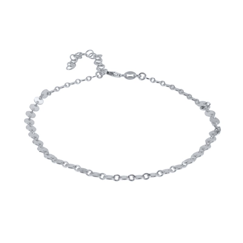 ROXI minimalisme petite gaufrette lien chaîne Bracelet pour femmes argent/or Bracelets 925 en argent Sterling Bracelet bijoux Bransoletka: silver