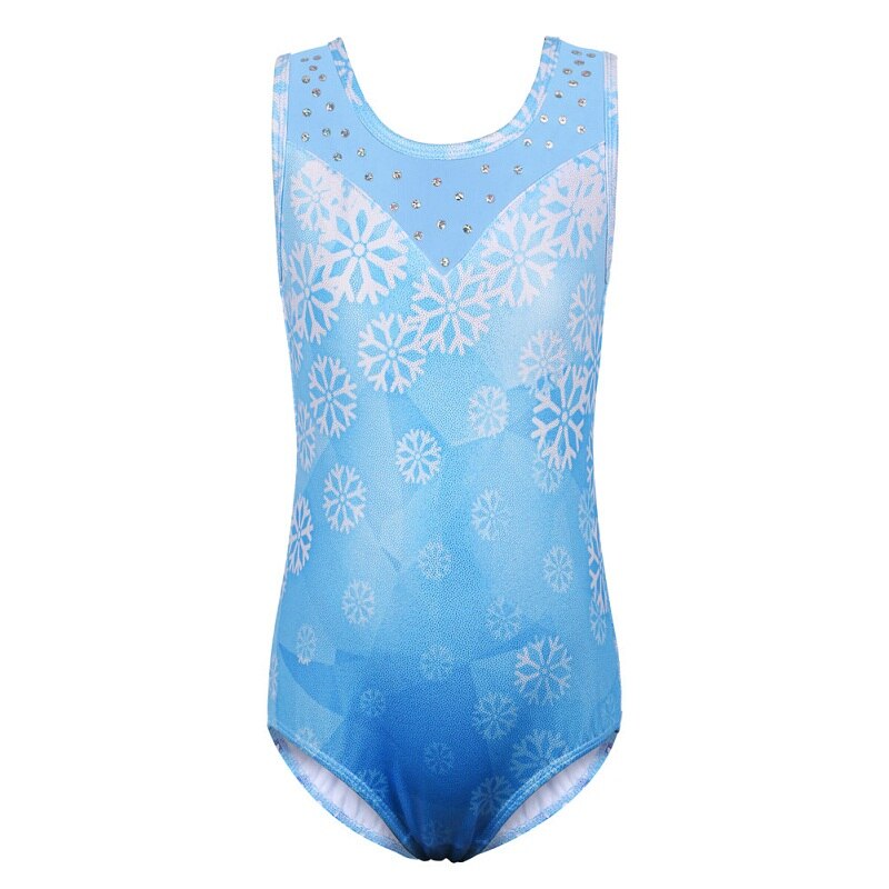 BAOHULU Girls Ballet Leotard Kids Sleeveless Gymnastics Leotard Print Snowflake Sequins Bodysuit Ballet Dance Wear for Children: S233Snowflake / 10A