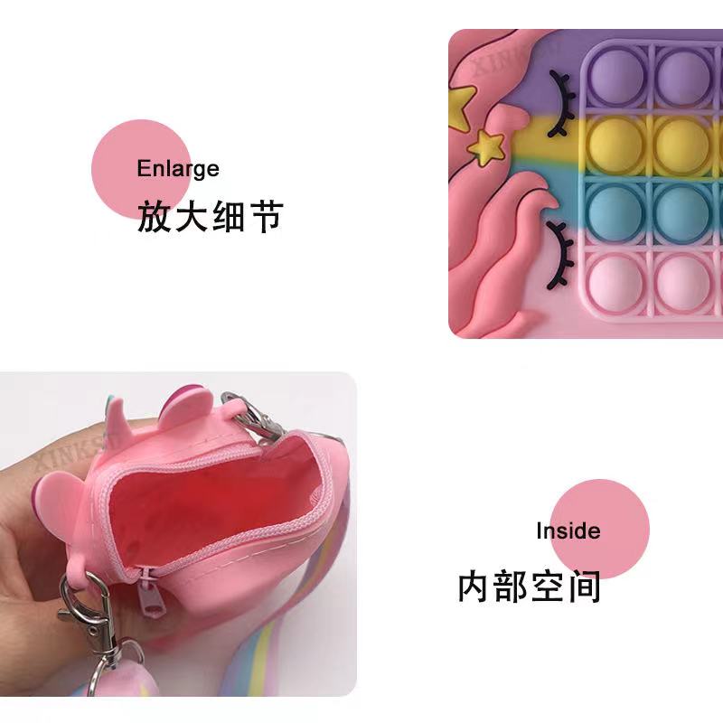 Silikonowa torba dziecięca przedszkolaki śliczne dzieci w kształcie kreskówek truskawkowy ananas naciskać denerwować po bańka jednorożec moneta torebka