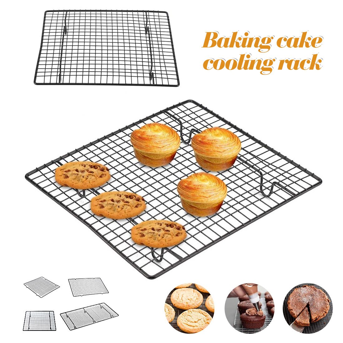 Griglia di raffreddamento per torte in metallo antiaderente in acciaio inossidabile biscotti a rete biscotti supporto per asciugatura del Pannello strumenti per teglia da cucina