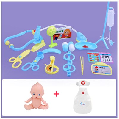 I bambini fingono di giocare a casa Set di giocattoli finta medico simulazione clinica apparecchi scatola di immagazzinaggio Design giocattoli educativi per bambini regalo: 19pcs 002 set