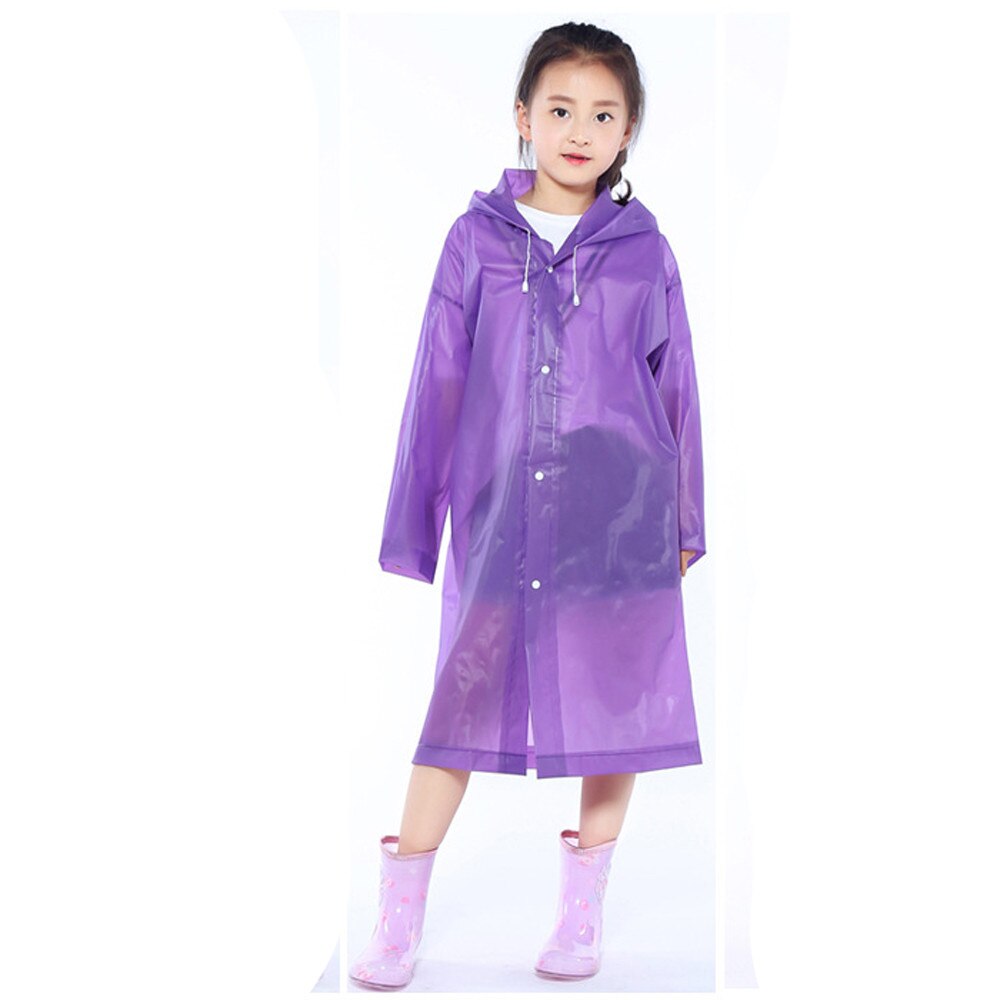 Vandtætte børn regnfrakke til børn piger drenge regntøj bærbare genanvendelige regnfrakker børn regn ponchoer til 6-12 år: Lilla