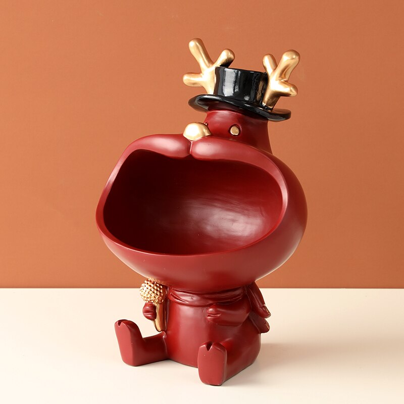 Frosch Lagerung Kasten Behälter Harz hause büro Schmuck Schlüssel Kasten Obst Süssigkeit Kasten Frosch figur skulptur moderne kunst statuen für dekoration: Hirsch rot