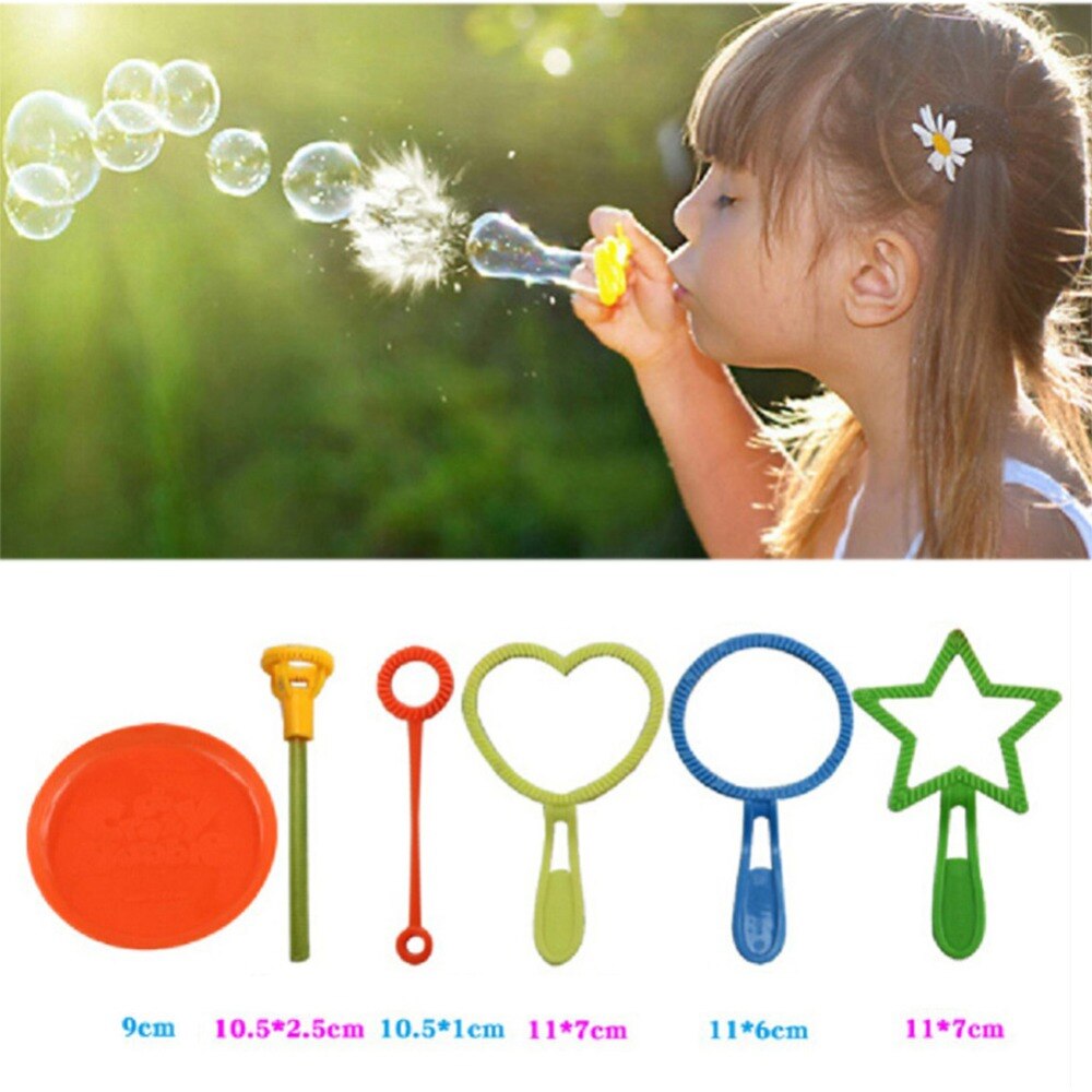 6pcs/lot Toys For Children Soap Blowing Bubble Toy Blowing Bubble Soap Tools Bubble Sticks Set Outdoor Bubble