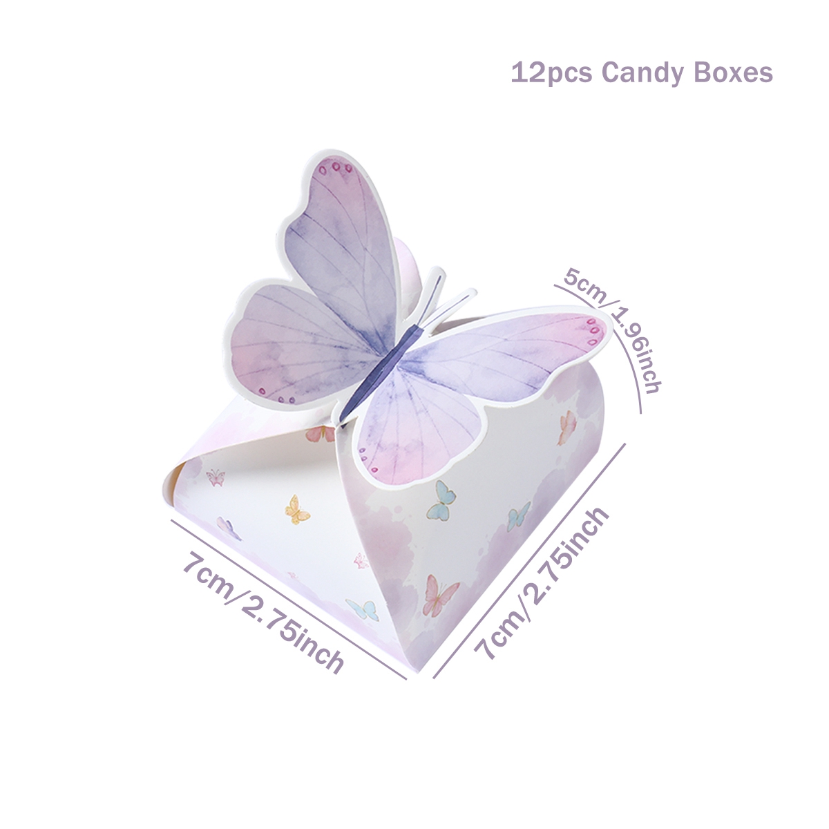 12 Stück Süßigkeiten-Geschenkbox, lila, rosa Schmetterling, Geburtstagsparty-Dekorationen, Hochzeitszubehör, Babyparty, Schokolade, Kekse, Geschenkbox, Tasche: Licht Grün