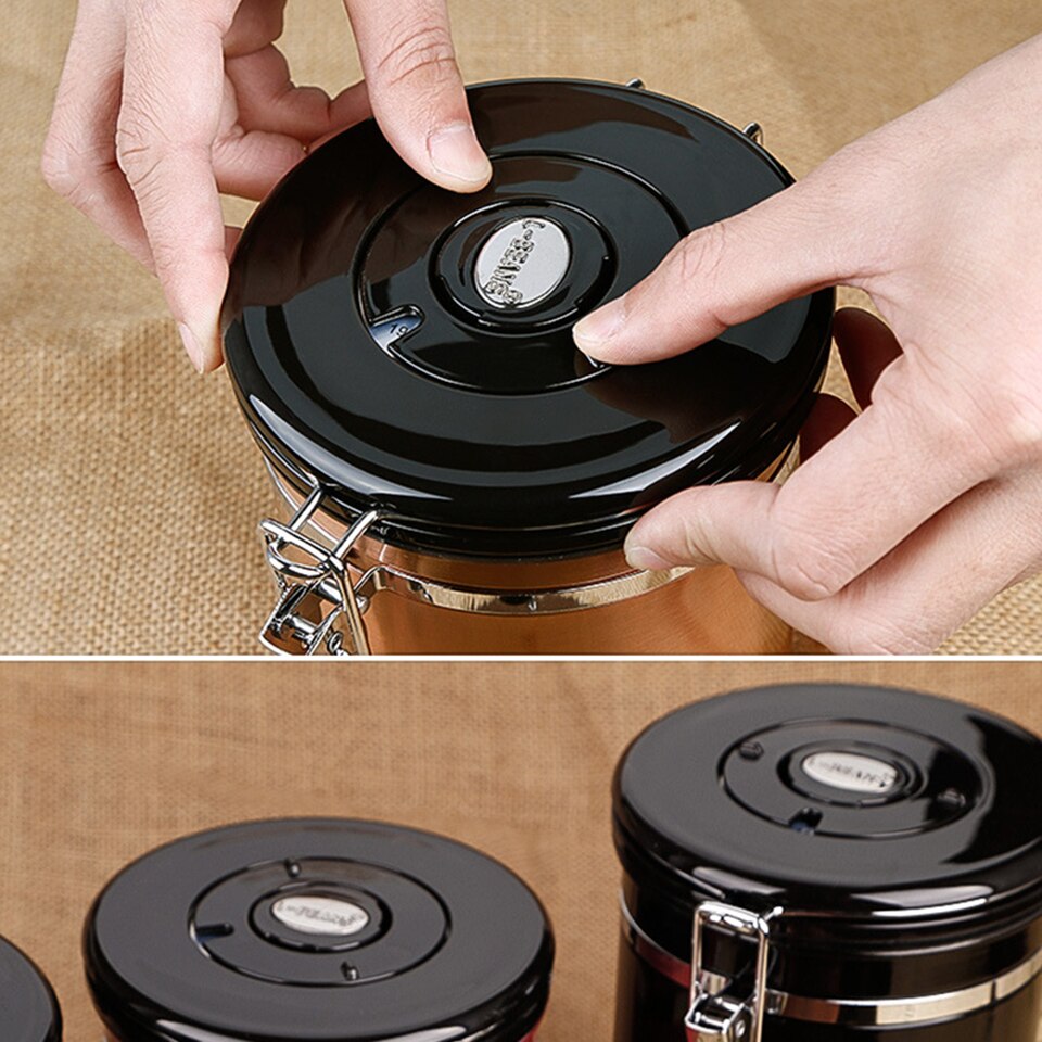 Stainless Steel Sealed Pot Tea Coffee Sugar Kitchen Storage Canister Jar Pot Set Home Storage Cafe Bean Seasoning can rganizaer